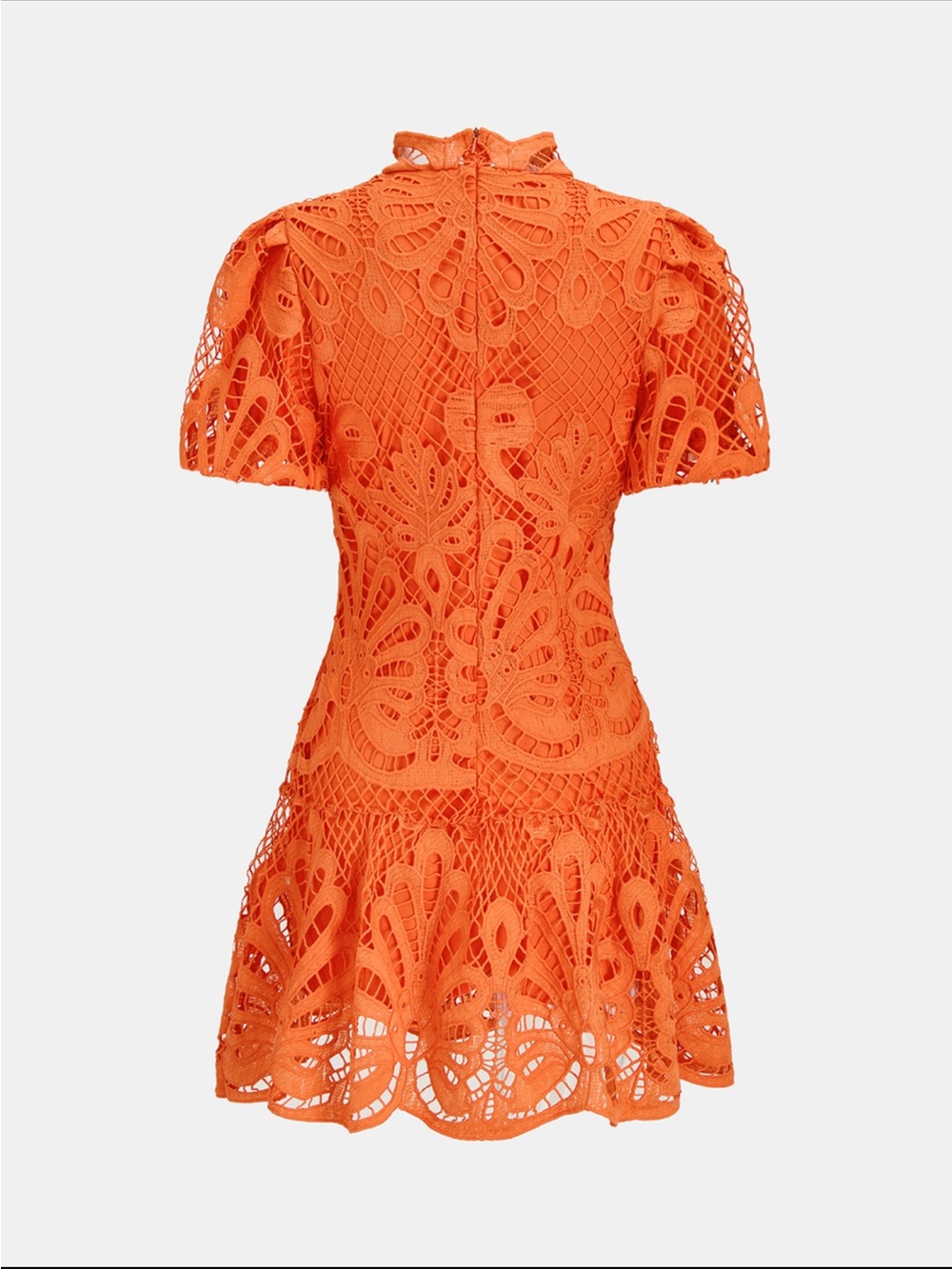 Commense Orange Crochet Lace Mini Dress - Picture 2 of 4